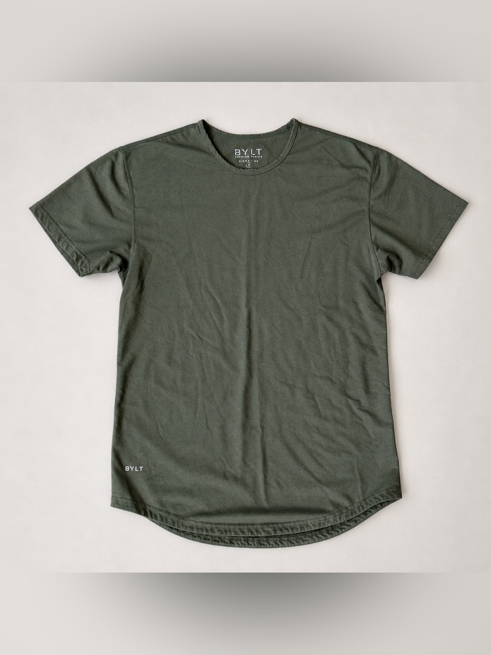 Bylt Drop Cut Lux Premium Basics Crew Neck T Shirt Green Medium